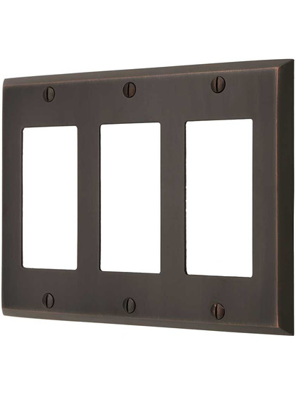 Traditional Triple GFI Cover Plate In Forged Brass